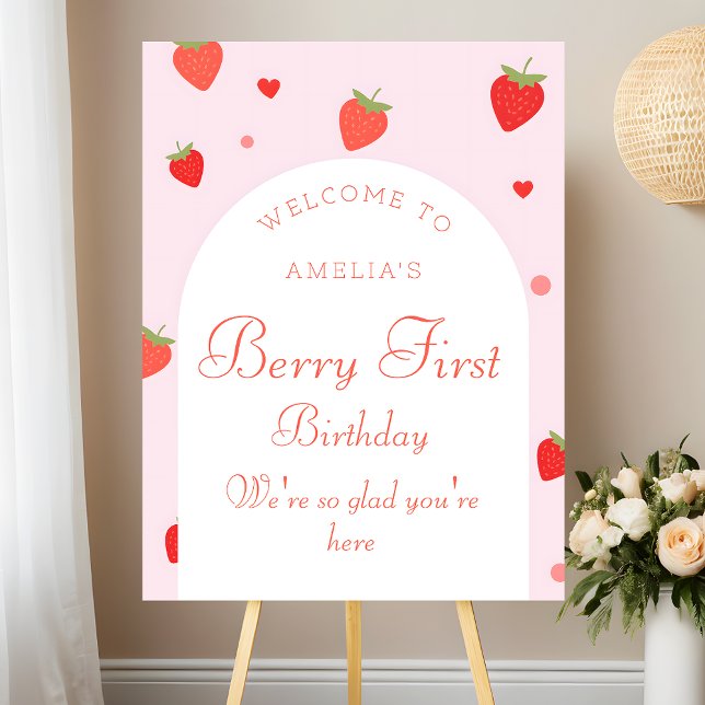 Sweet Berry First Birthday Party Welcome Sign (Creator Uploaded)