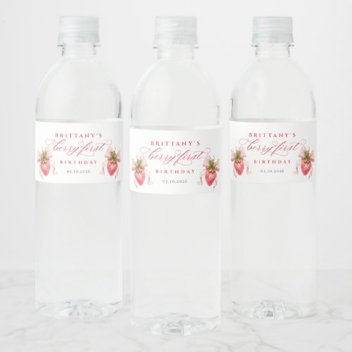 Sweet Berry First Birthday Water Bottle Labels