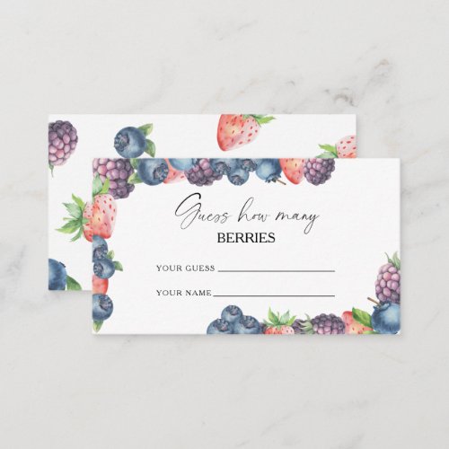 Sweet berry _ guess how many berries bridal game enclosure card