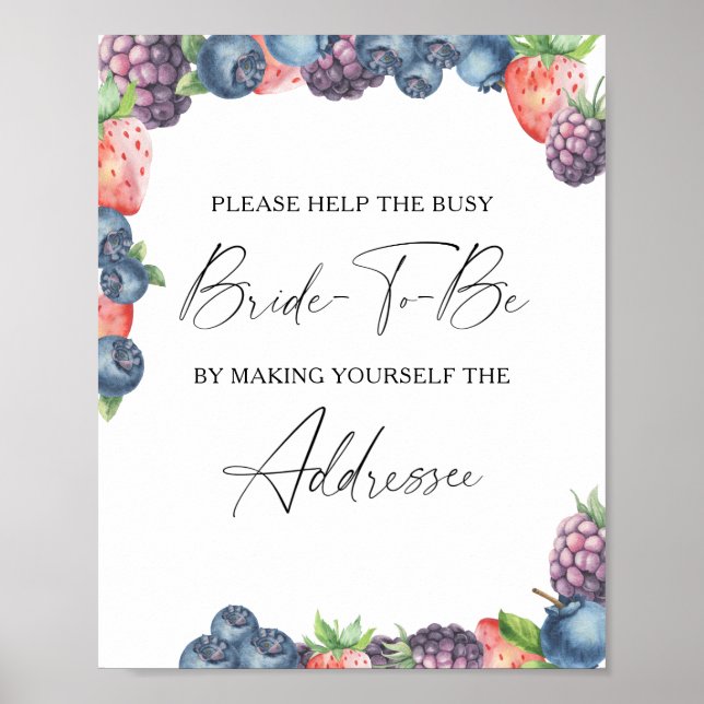 Sweet berry - help the busy bride Address Poster (Front)