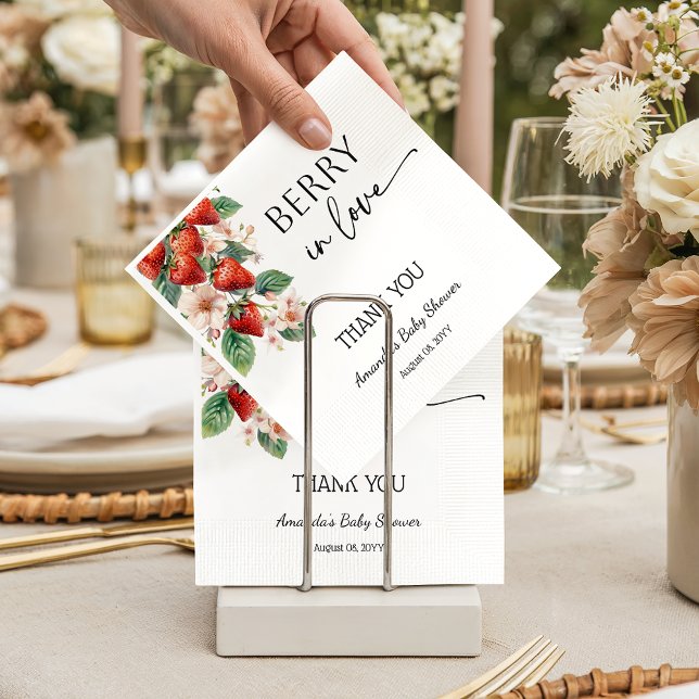 Sweet Berry in Love Strawberry Bridal Shower Napkins (Creator Uploaded)