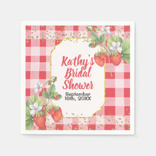 Sweet Berry Watercolor Strawberry Bridal shower Napkins