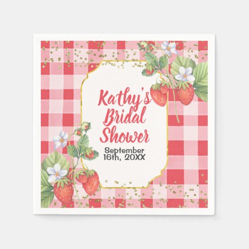 Sweet Berry Watercolor Strawberry Bridal shower Napkins