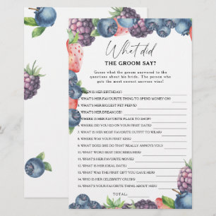Sweet berry - What did the groom say bridal game