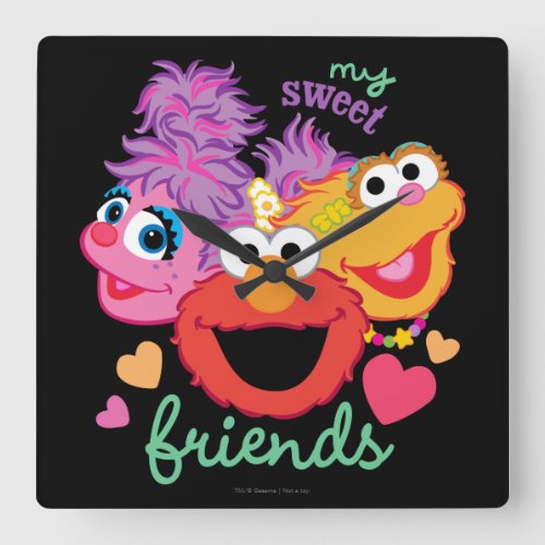 Sweet Best Friends Characters Square Wall Clock