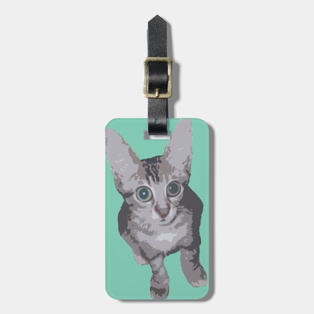 Sweet Big Eye Kitten Luggage Tag (Front Vertical)