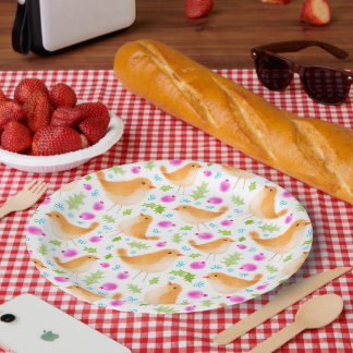 Sweet Bird Christmas Holidays Party Paper Plate