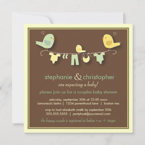 Sweet Bird Family Couples Baby Shower Invitation