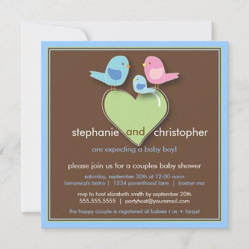Sweet Bird Family Couples Baby Shower Invitation