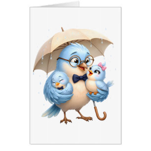 Sweet Bird Father Cute Folded Note Card