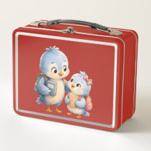 Sweet Bird Siblings Red Lunch Box