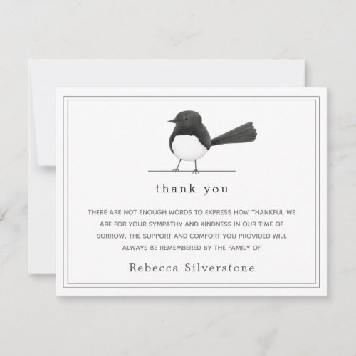 Sweet Bird _ Simple Elegant Funeral Thank You Note Card