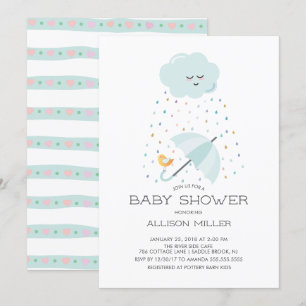Sweet Bird Umbrella Baby Shower Invitation