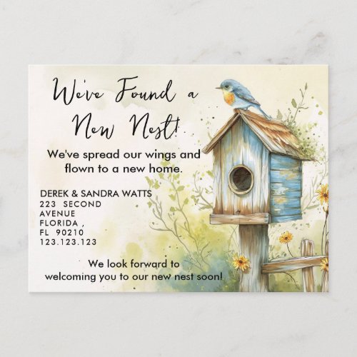 Sweet Birdhouse New Home Announcement Postcard