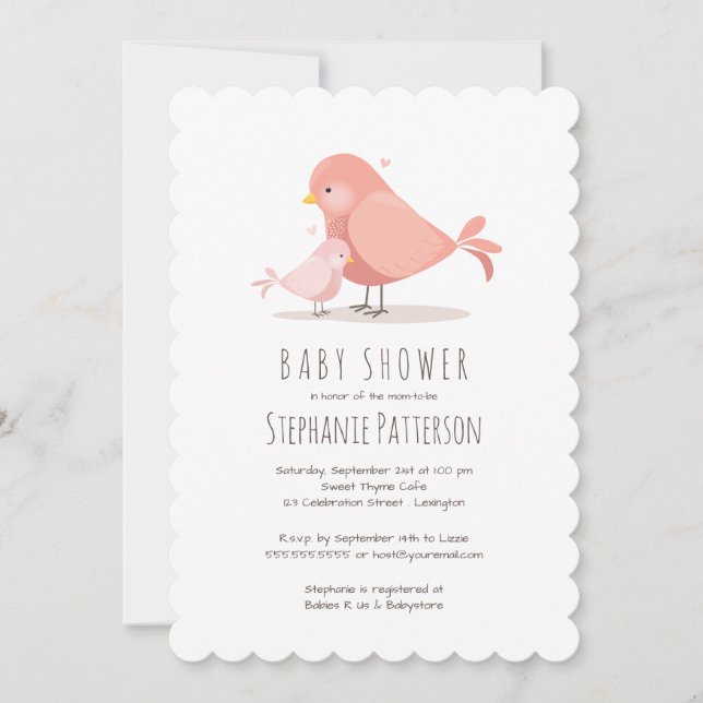 Sweet Birdie Baby Shower Invitation (Front)