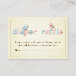 Sweet Birdie Pink Blue Diaper Raffle Ticket Insert