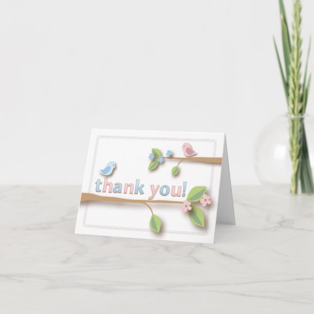 Sweet Birdie Thank You Note Card (Front)