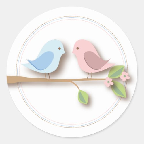 Sweet Birdie Twin Boy Girl Baby Shower Sticker