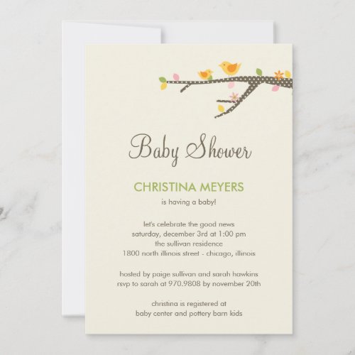 Sweet Birdies Baby Shower Invitation