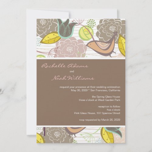 Sweet Birds Floral Garden Wedding Invitation