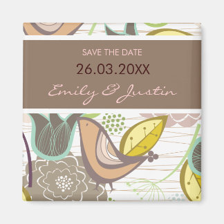 Sweet Birds & Floral Potpourri Chic Save The Date Magnet