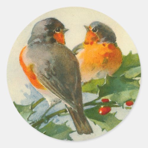 Sweet Birds Vintage Postcard Print Stickers Tags