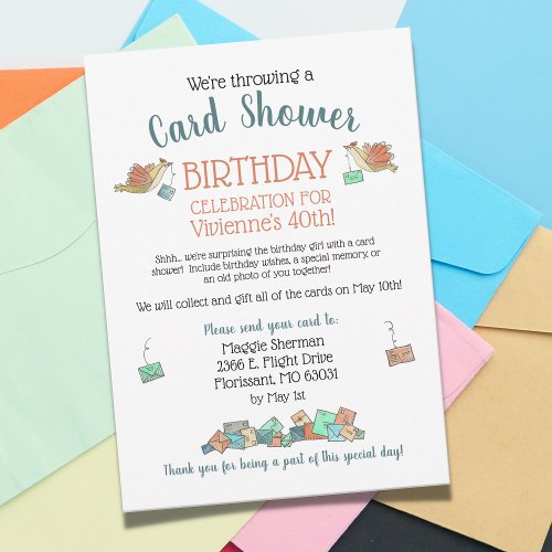 Sweet Birds Watercolor Birthday Card Shower