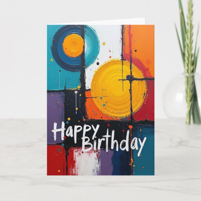 Sweet Birthday Abstract Art Card (Front)