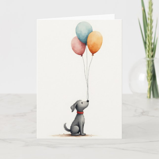 Sweet Birthday Balloon Pup Card (Front)