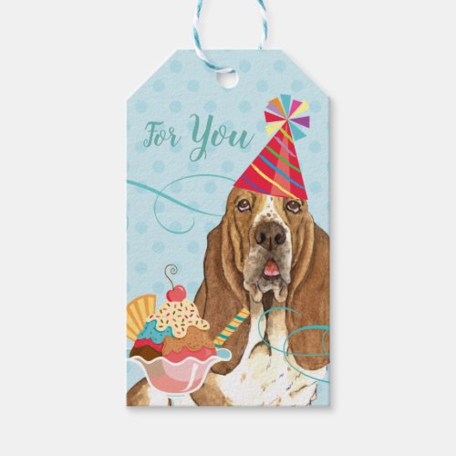 Sweet Birthday Basset Hound Gift Tags