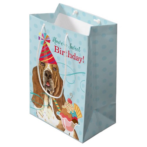 Sweet Birthday Basset Hound Medium Gift Bag