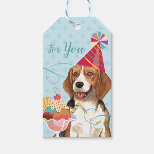 Sweet Birthday Beagle Gift Tags