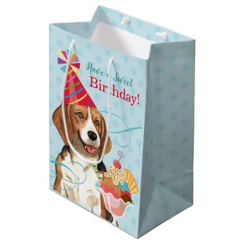 Sweet Birthday Beagle Medium Gift Bag