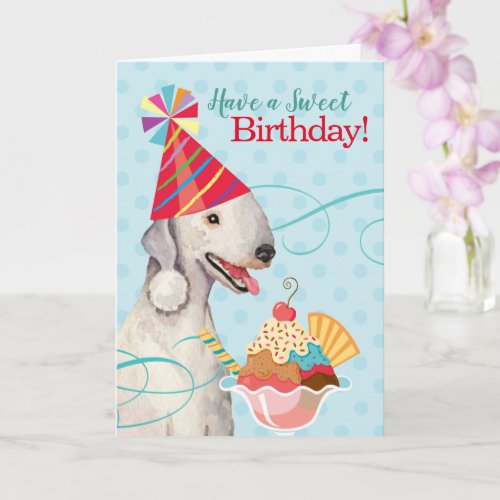 Sweet Birthday Bedlington Terrier Card