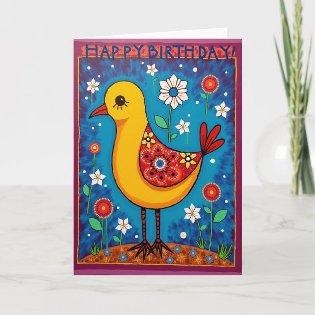 Sweet Birthday Bird Art Card (Front)