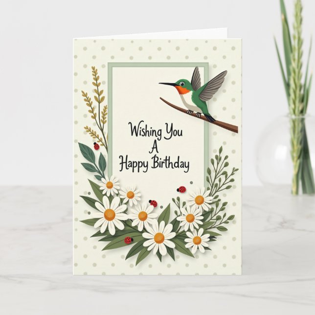 Sweet Birthday Bird Scene Card (Front)