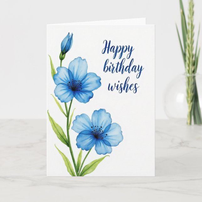 Sweet Birthday Blue Blossom Card (Front)