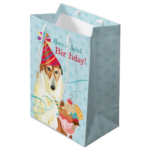 Sweet Birthday Borzoi Medium Gift Bag