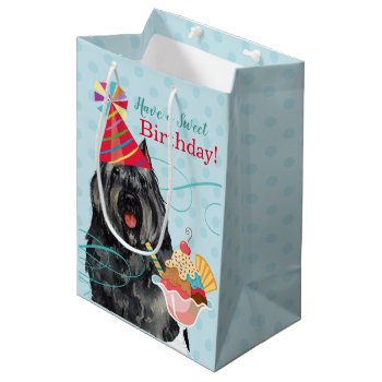 Sweet Birthday Bouvier Des Flandres Medium Gift Bag by DogsInk at Zazzle