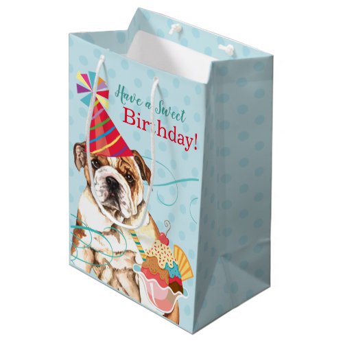 Sweet Birthday Bulldog Medium Gift Bag