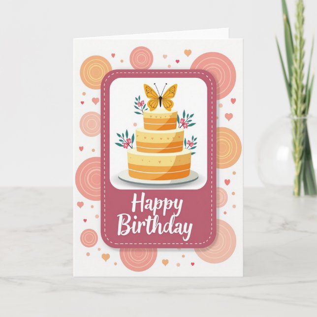 Sweet Birthday Cake Art Card (Front)