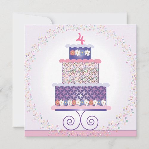 Sweet Birthday Cake Birthday Party Invitation