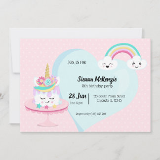 Sweet birthday cake - choose background color invitation