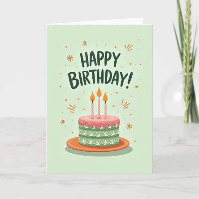 Sweet Birthday Cake Illustration Card (Front)