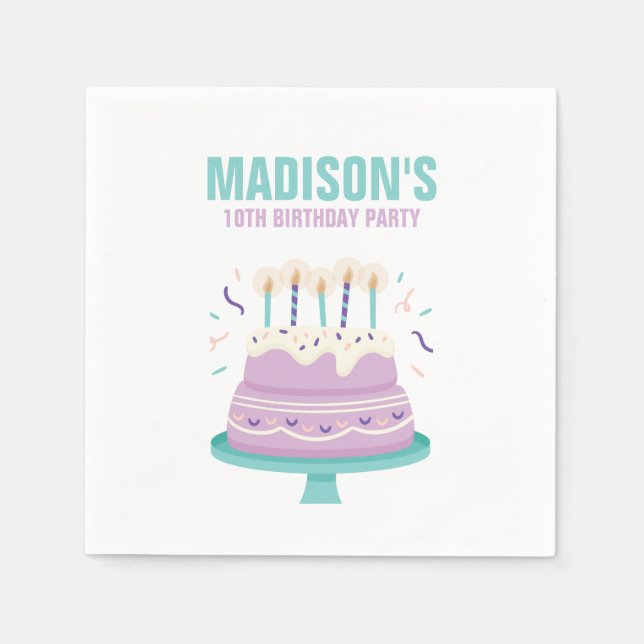 Sweet Birthday Cake Kids Birthday Party Napkins (Front)