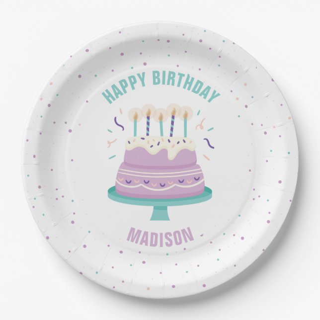 Sweet Birthday Cake Kids Birthday Party Paper Plates (Front)