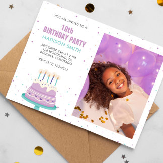 Sweet Birthday Cake Kids Party Invitation