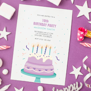 Sweet Birthday Cake Kids Party Invitation