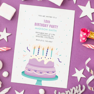 Sweet Birthday Cake Kids Party Invitation