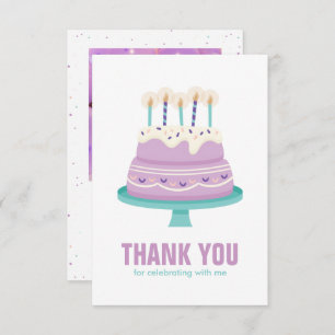 Sweet Birthday Cake Kids Party Thank You Card